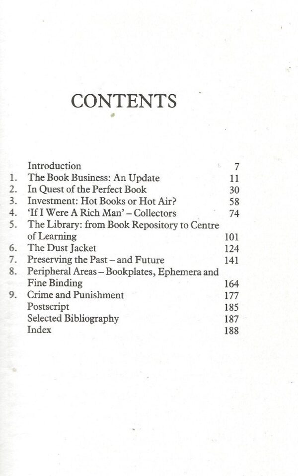 Book Collecting - A New Look by Roy Harley Lewis (Hardback) -Contents Page