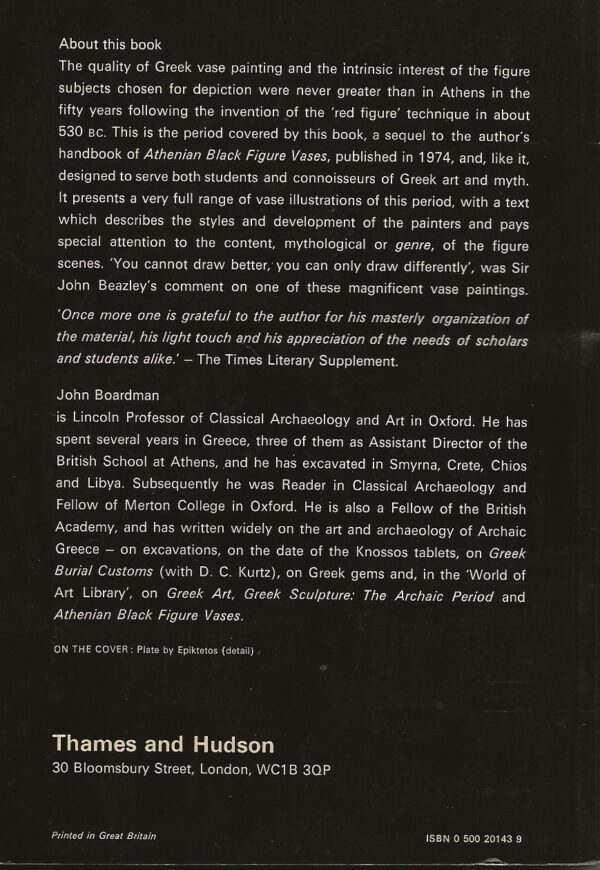 Athenian Red Figured Vases: The Archaic Period By John Boardman (Paperback) Additional Page 1-Rear Image