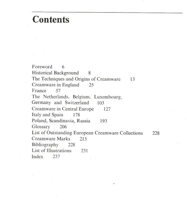 European Creamware by Jana Kybalova (Hardback)-Contents Page