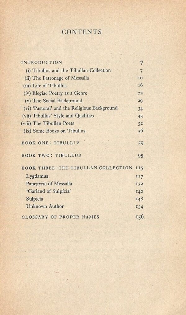 Tibullus -The Poems - Penguin Classics (Paperback) -Contents Page