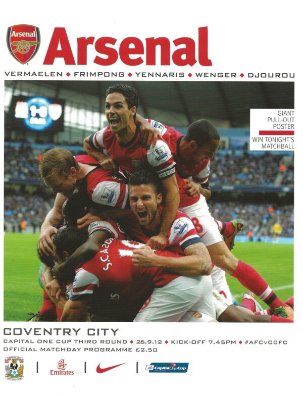 Arsenal V Coventry Programme - 26.09.12