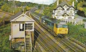 Refurbished Class 50 No. 50 003 ‘Temeraire’ passes Cowley Bridge Junction Exeter 1980 (Postcard)