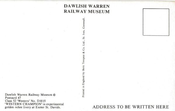 Class 52 Western no D1015 Western Champion in experimental golden Ochre livery at Exeter St Davids