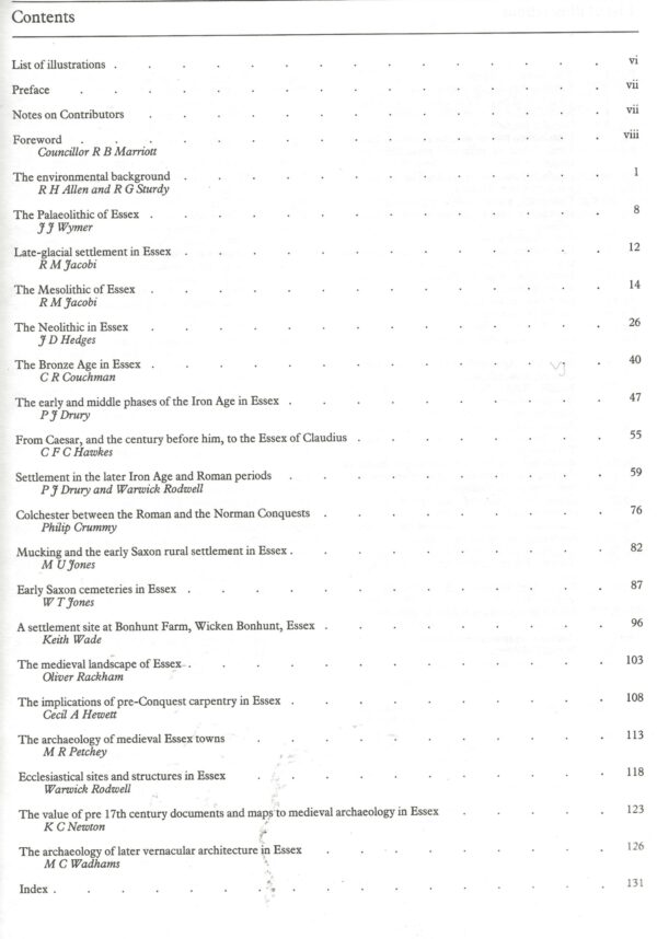 Archaeology in Essex to A.D.1500 (CBA Research Report N0.34)-Contents Page