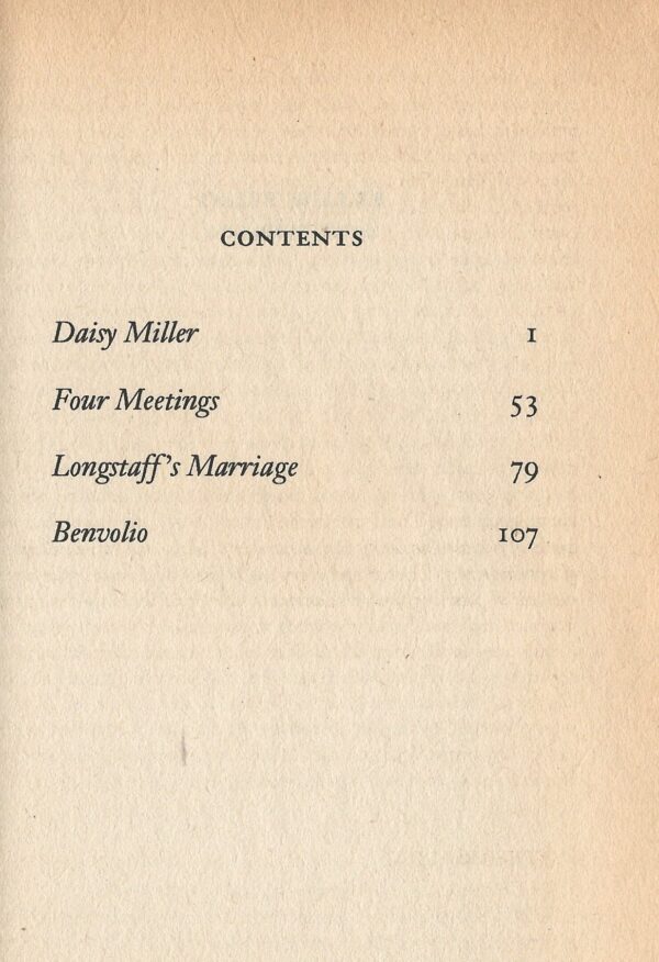 Daisy Miller and Other Stories by Henry James- Wordsworth Classics (Paperback) -Contents Page