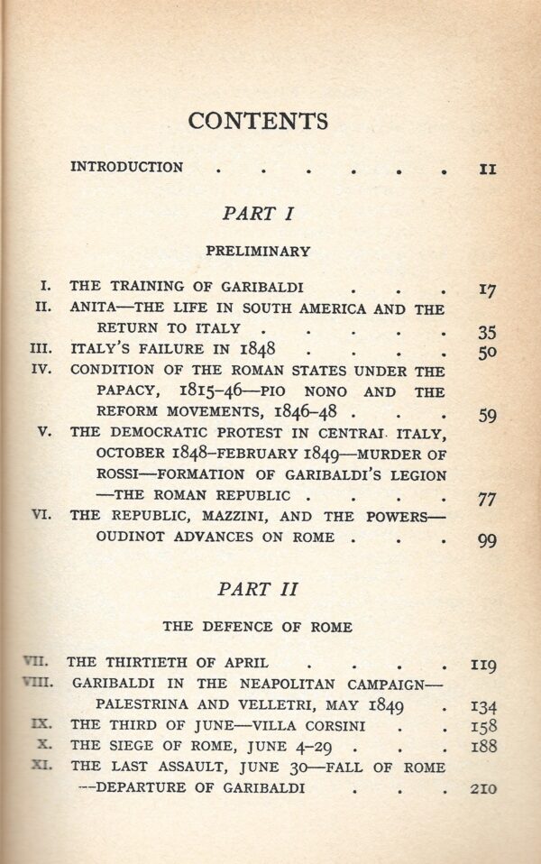 Garibaldi's Defence of the Roman Republic 1848-49 by G.M.Trevelyan (Paperback) Contents Page 1