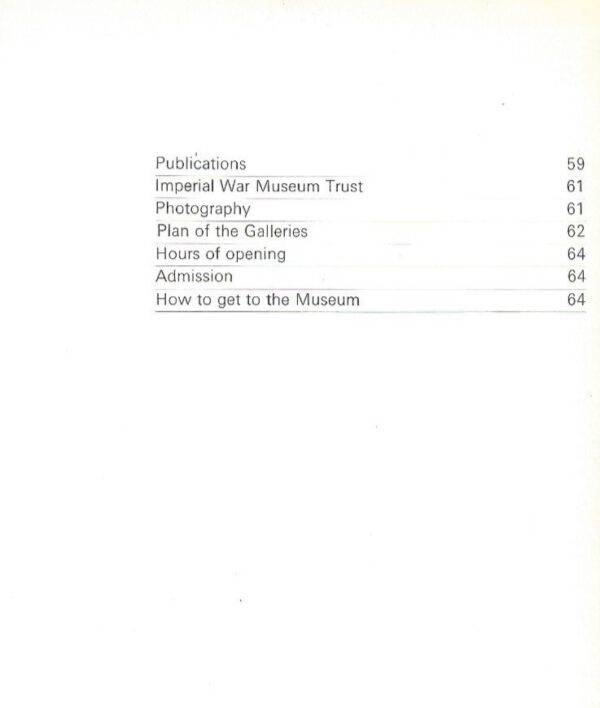 Imperial War Museum Handbook:1972 Edition (Paperback) Contents Page 2