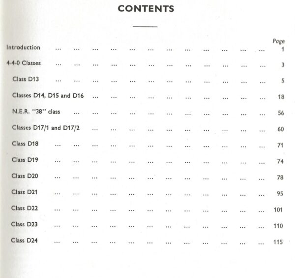 locomotive of the LNER part 3c contents page