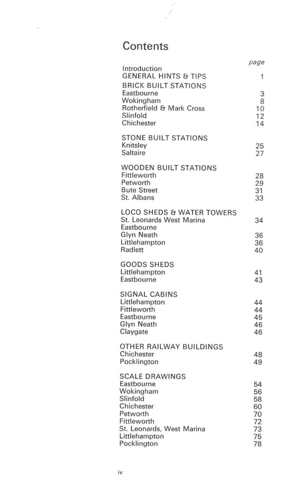 Period Railway Modelling Buildings by Vivien Thompson (Hardback) Contents Page