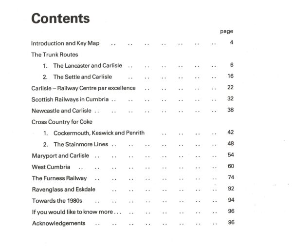 railways of cumbria contents page