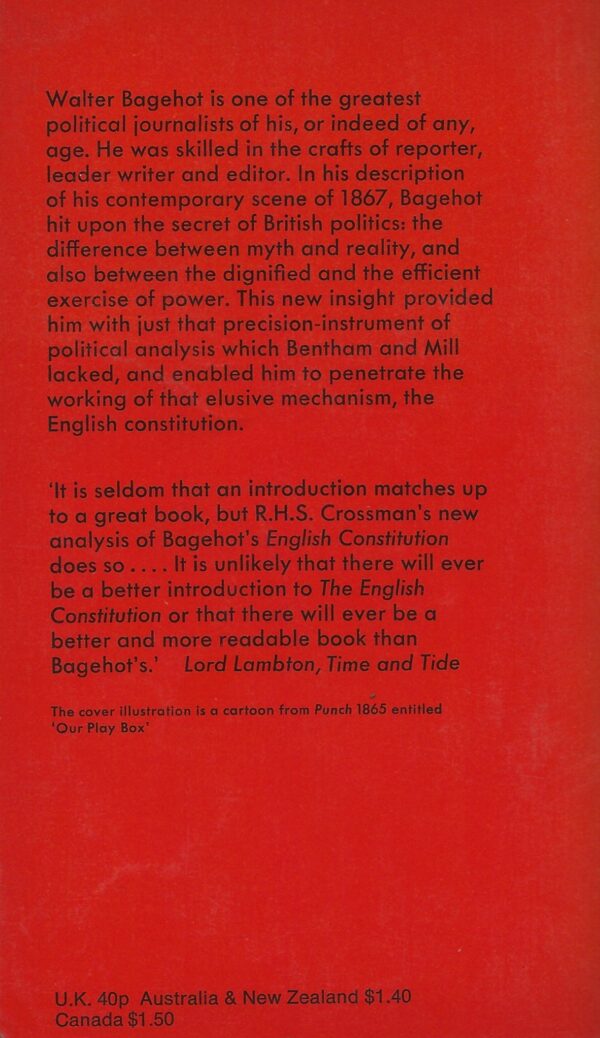 The English Constitution by Walter Bagehot (Paperback) -Back Cover