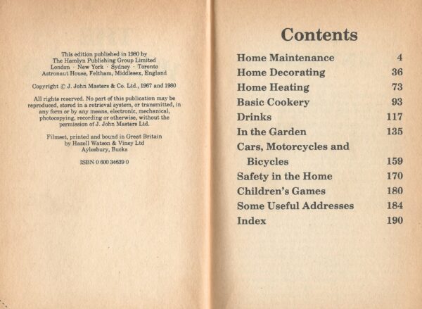 The Household Guide (Paperback) - Contents Page