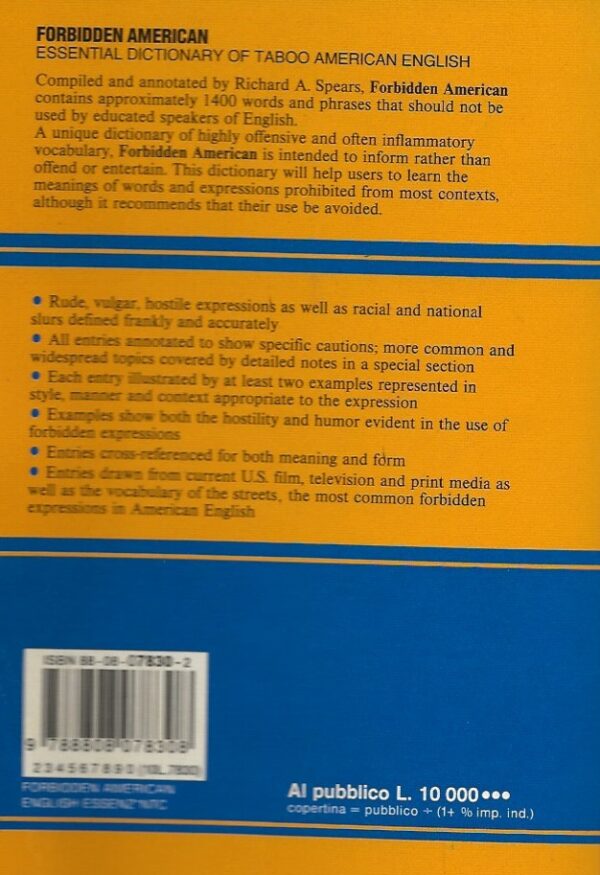 Forbidden American - Essential Dictionary of Taboo American English (Paperback) -Back Cover