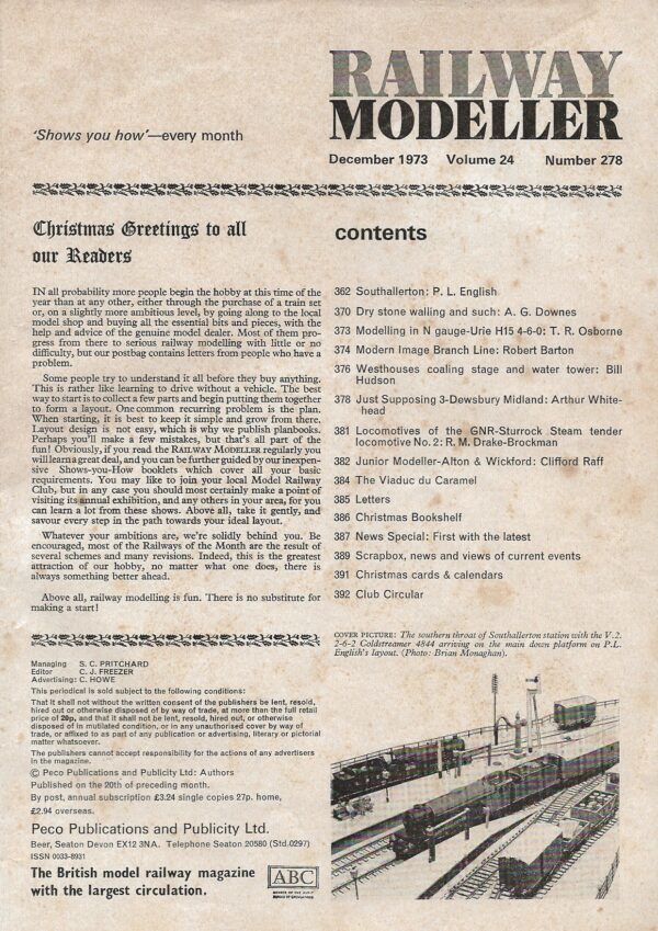 Railway Modeller December 1973 - Volume 24 Number 278