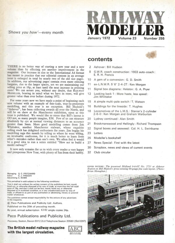 Railway Modeller January 1972 - Volume 23 Number 255 -large