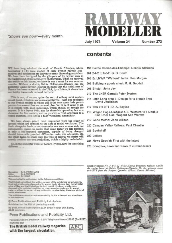 Railway Modeller July 1973 - Volume 24 Number 273 - Large Image