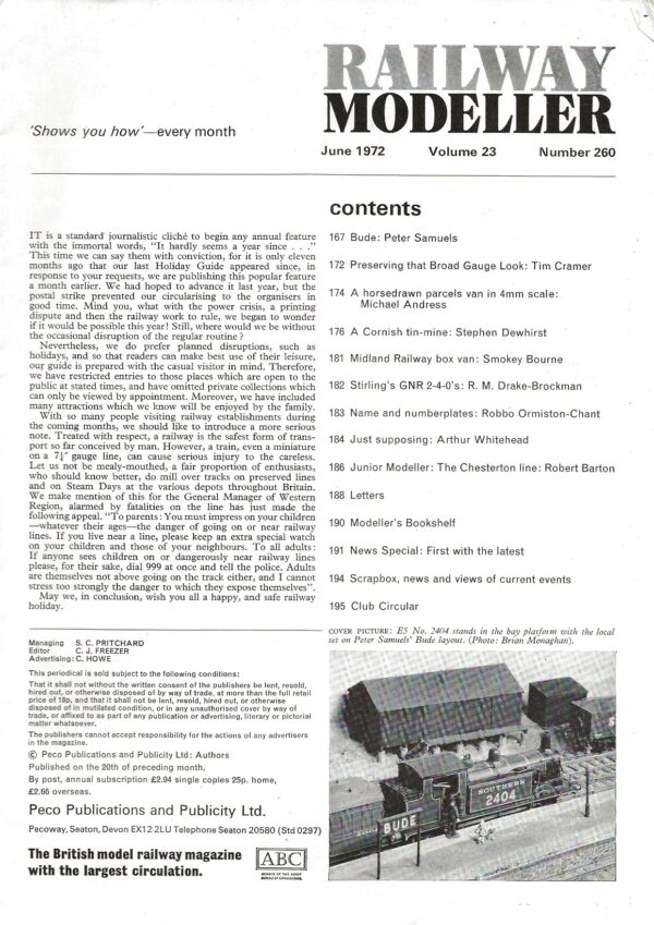 Railway Modeller June 1972 - Volume 23 Number 260 - Large Image