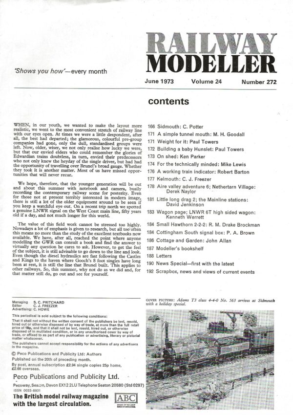 Railway Modeller June 1973 - Volume 24 Number 272 -Large Image