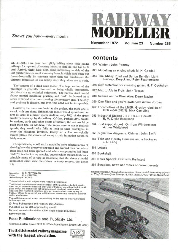 Railway Modeller November 1972 - Vol - Number 23 Number 265 - Large