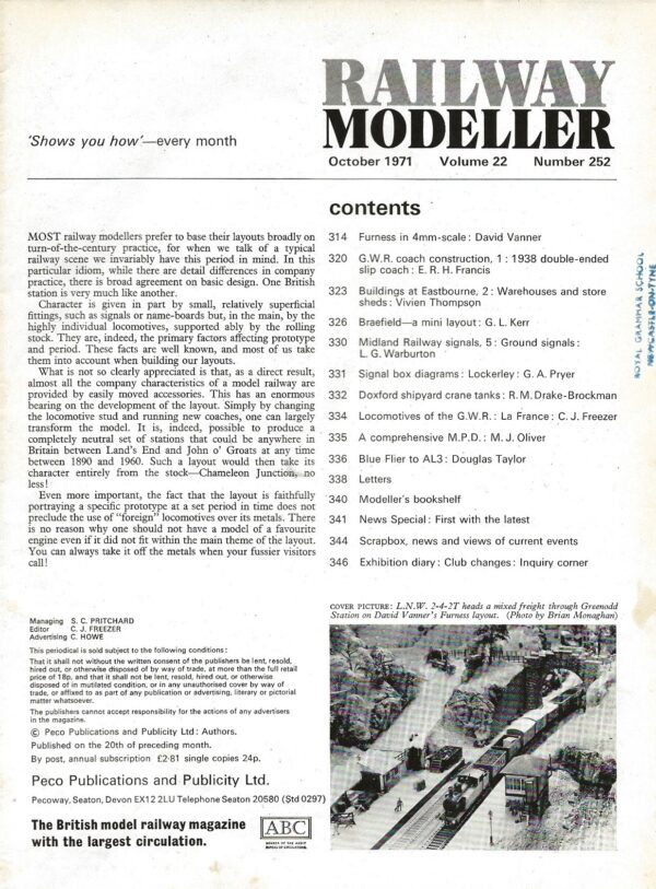 Railway Modeller October 1971 - Volume 22 Number 252 -Large Image