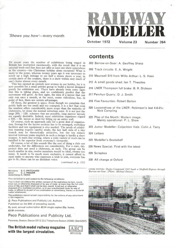 Railway Modeller October 1972 - Volume 23 Number 264 - Large Image