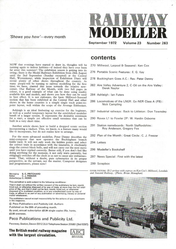 Railway Modeller September 1972 - Volume 23 Number 263 - large Image