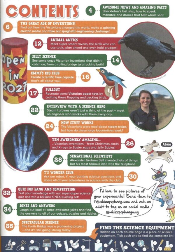 Whizz Pop Bang Issue 82 - Victorian Inventions -Contents page