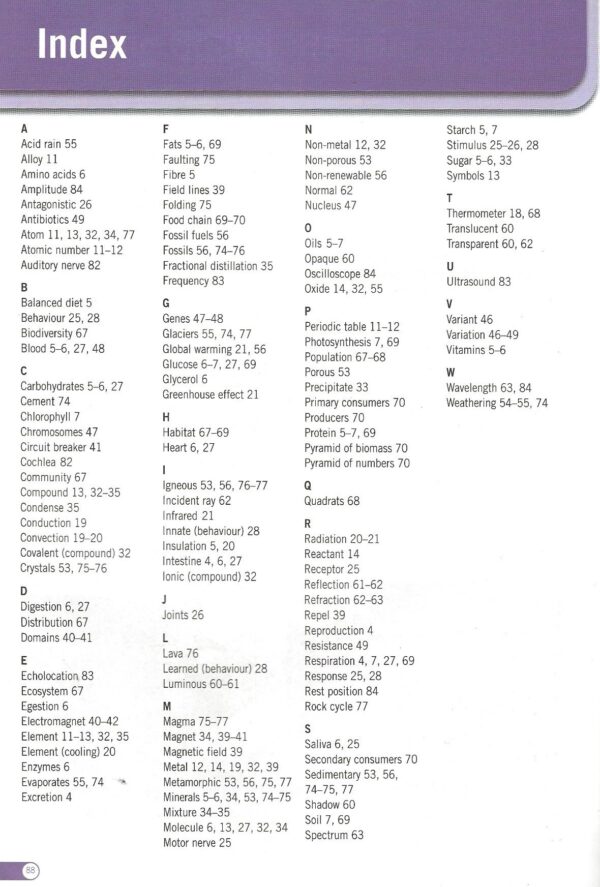 Year 8 KS3 Science: Coursebook: Lonsdale Key Stage 3 Essentials (Paperback) -Index Page